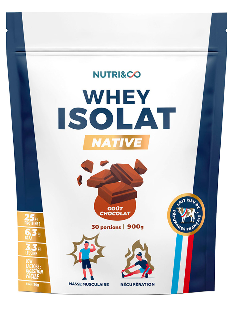 Nutri&Co Whey Isolat Native 900 Grammes - Goût : Chocolat